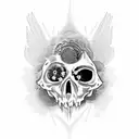 A hauntingly beautiful composition of a raven's silhouette intertwined with intricate memento mori coins tattoo design idea