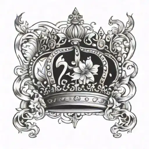 crown with 7 heavenly virtues tattoo design idea