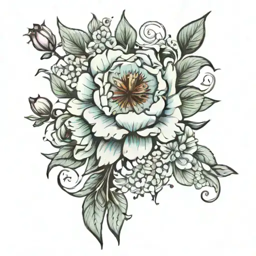 February March May June birth flowers tattoo design idea
