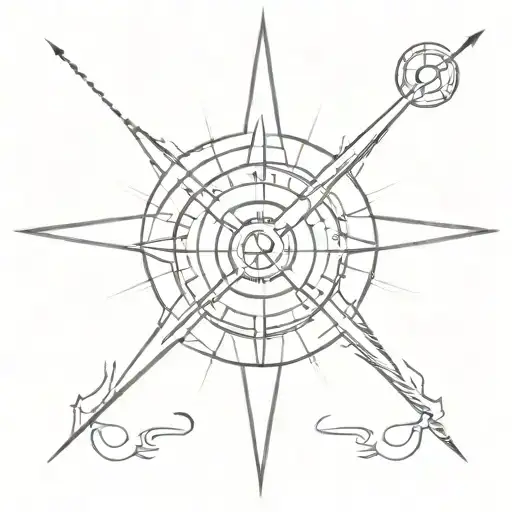 A compass rose with motorcycle handlebars as the directional arrows tattoo design idea