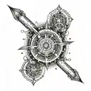 A compass rose with motorcycle handlebars as the directional arrows tattoo design idea