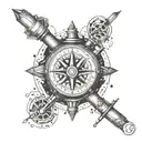 A compass rose with motorcycle handlebars as the directional arrows tattoo design idea