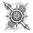 A compass rose with motorcycle handlebars as the directional arrows tattoo design idea