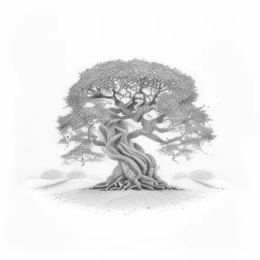 oak tree tattoo design idea