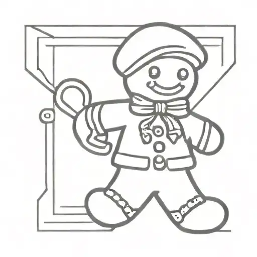 gingerbread man with beret hat tattoo design idea