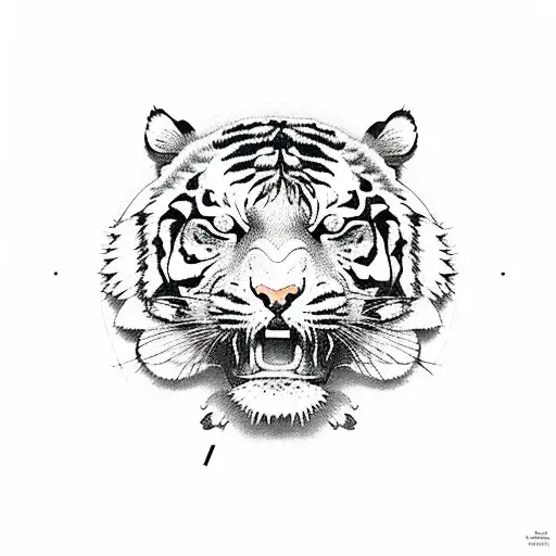 tiger clock roses tattoo design idea