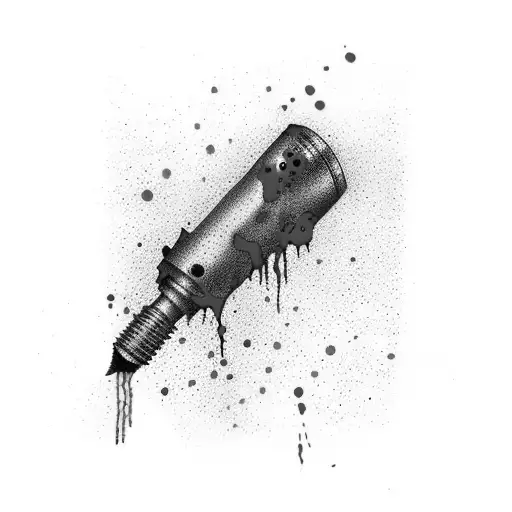 lime green flashlight with red blood splatter. write olight above flashlight and Sean below the flashlight. tattoo design idea