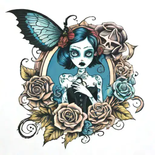 kompas anker name: Lenny, Elodie, Emily "corpse bride" Coraline tattoo design idea