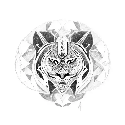 A tribal design incorporating elements of a panther, hawk, and horse, symbolizing the client's favorite animals in a unique way tattoo design idea