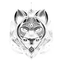 A tribal design incorporating elements of a panther, hawk, and horse, symbolizing the client's favorite animals in a unique way tattoo design idea