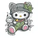 hello kitty smoking weed tattoo design idea