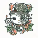 hello kitty smoking weed tattoo design idea