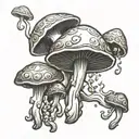 dmt magic mushrooms tattoo design idea