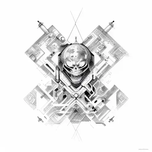 hard techno tattoo design idea