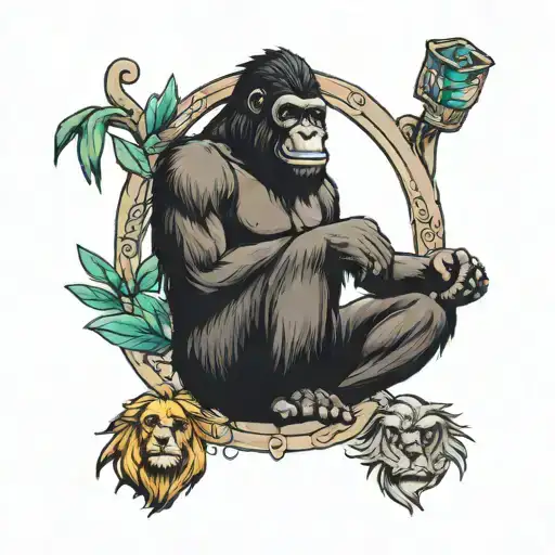 gorilla lion jesus tattoo design idea