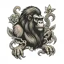 gorilla lion jesus tattoo design idea