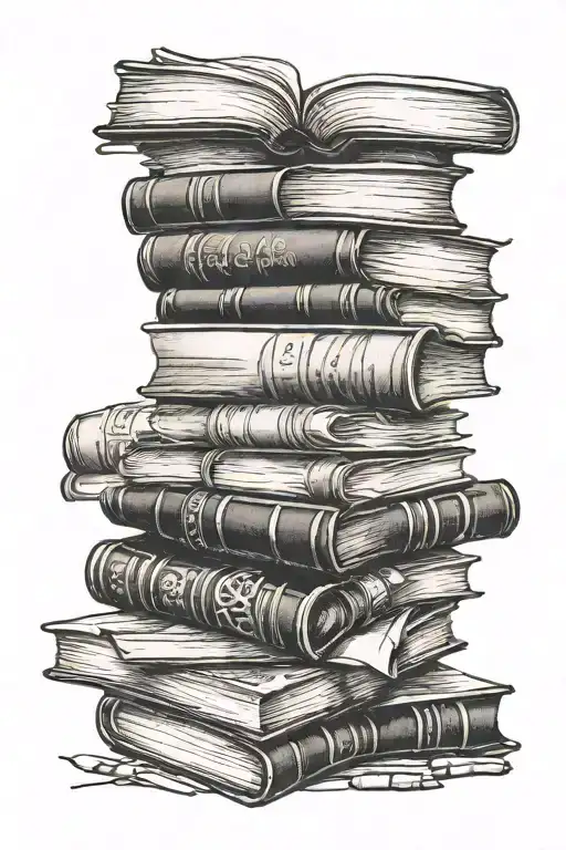 books stacked tattoo design idea