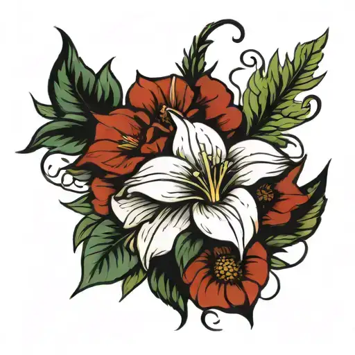 flowers for May, April, June birth flowers tattoo design idea