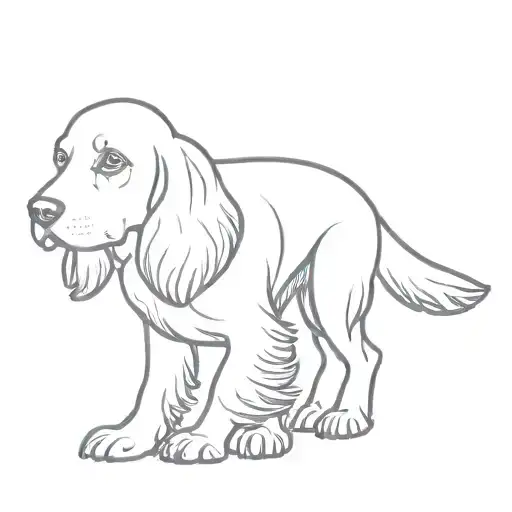 outline of a working cocker spaniel dog tattoo design idea