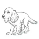 outline of a working cocker spaniel dog tattoo design idea