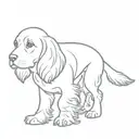 outline of a working cocker spaniel dog tattoo design idea