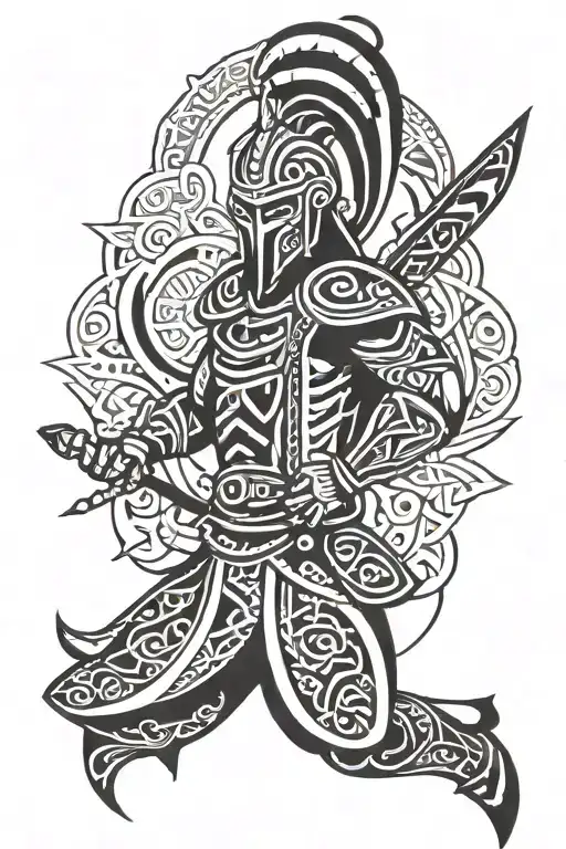 arabic warrior tattoo design idea