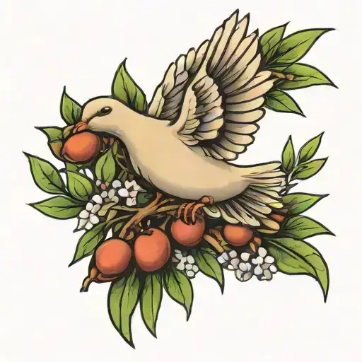 dove on an olive branch tattoo design idea