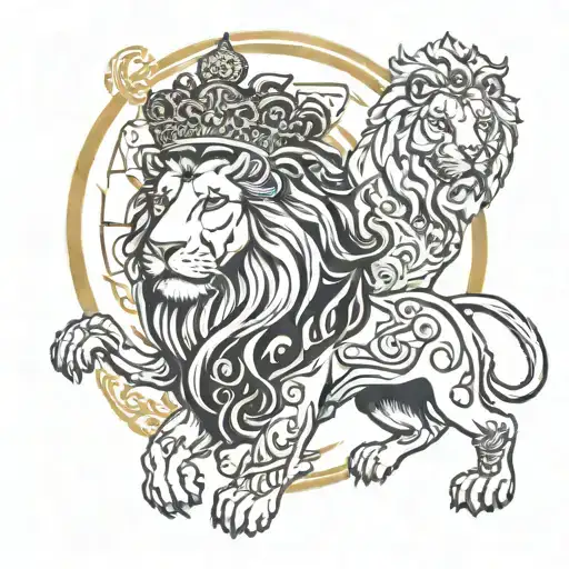 Cyrus the great with white and black lion tattoo design idea