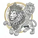Cyrus the great with white and black lion tattoo design idea
