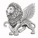 Cyrus the great with white and black lion tattoo design idea