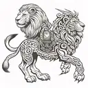 Cyrus the great with white and black lion tattoo design idea