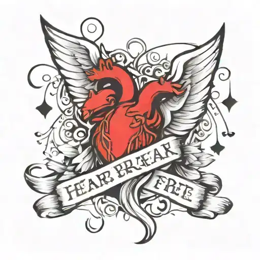 heart break free tattoo design idea