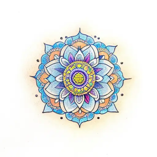 mandala with flowers tattoo design idea