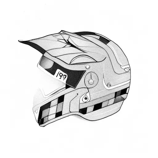 motorbike helmet with the number 99 in the side  tattoo design idea