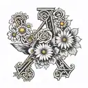 roman numerals of 4 22  surrounded by daisys tattoo design idea