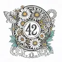 roman numerals of 4 22  surrounded by daisys tattoo design idea