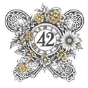 roman numerals of 4 22  surrounded by daisys tattoo design idea