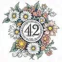 roman numerals of 4 22  surrounded by daisys tattoo design idea