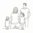 Family with father and mother and daughter and son tattoo design idea