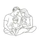 Family with father and mother and daughter and son tattoo design idea