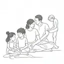 Family with father and mother and daughter and son tattoo design idea