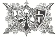 knights of Templar shield and cross tattoo tattoo design idea