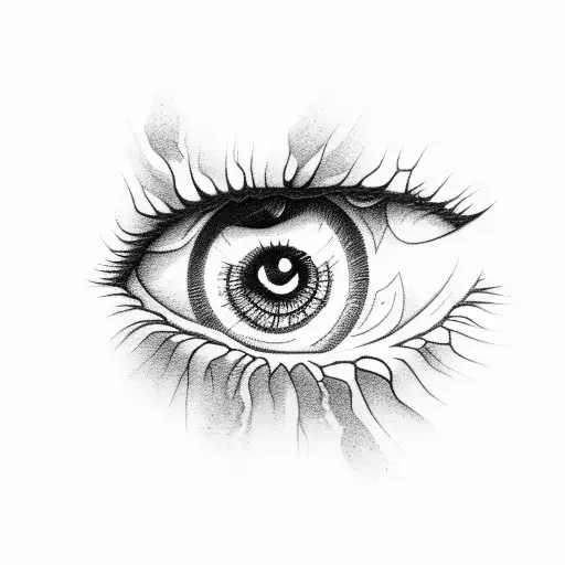 eye lightning storm tattoo design idea