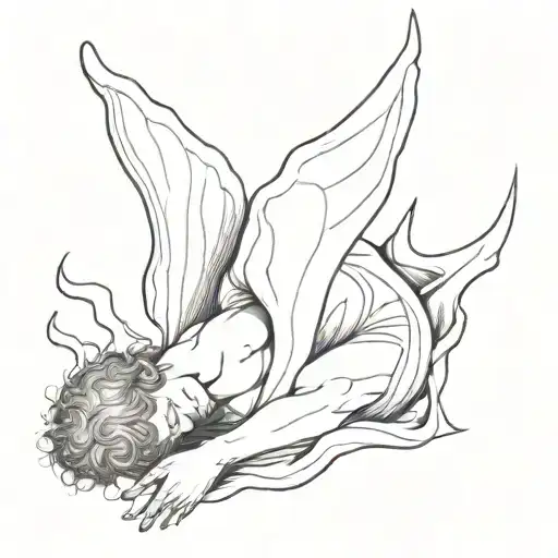 Fallen angel. Angel of Death. Gustave Dore. Kentaro Miura. Caravaggio. Black and White. tattoo design idea