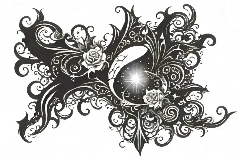Galaxy Space black tattoo design idea