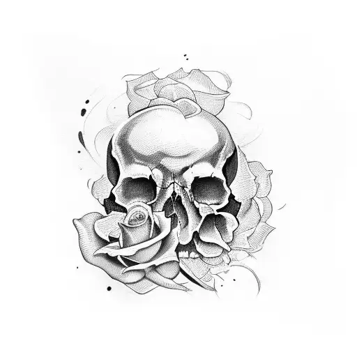 half skull with a rose tattoo design idea