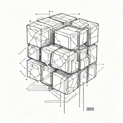 a rubik cube in black and white tattoo design idea