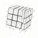 a rubik cube in black and white tattoo design idea