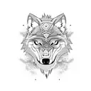 Growling wolf with one eye tattoo design idea