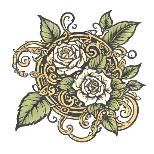 444 with flowers and vines representing growth strength family spirituality tattoo design idea